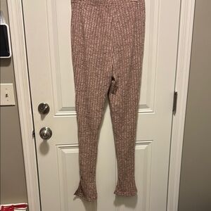 SHEIN Ribbed Knit Pants in Brown